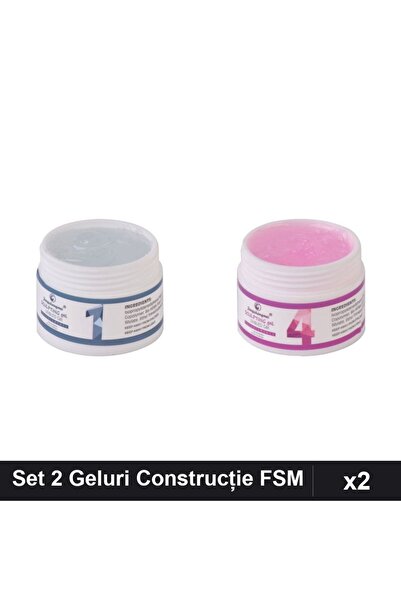 Makeup Set 2 Geluri Construcție UV LED FSM 15g, Transparent și Nuanță 04, Ung...
