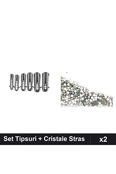 Makeup Set 2 Tipsuri Reutilizabile 120buc Nr.23 + Cristale Stras Swarovski Ar...