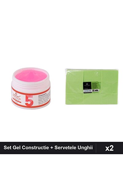 Makeup Set 2 Gel Constructie UV LED FSM 15g Nuanta 05 + 900 Servetele Unghii ...