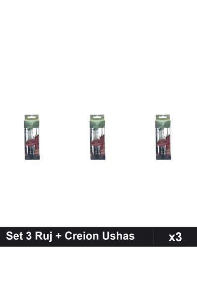 Makeup Set of 3 Lipstick + Pencil Ushas no. 18, Professional Defined Lips, Du...