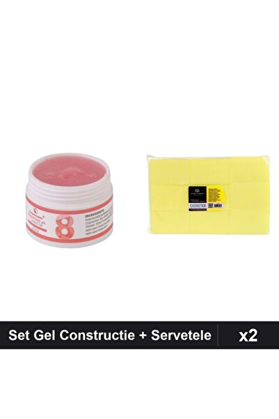 Makeup Set 2 Gel Constructie UV LED FSM 15g Nuanta 08 + 900 Servetele Unghii