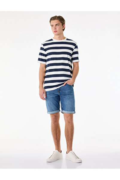 Koton Normal Bel Pamuklu Bermuda Slim Fit Jean Şort