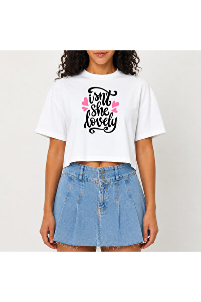 URBANTRENDSTORE Crop T-shirt με λευκό σχέδιο, άνετη εφαρμογή, ακατέργαστη κοπ...