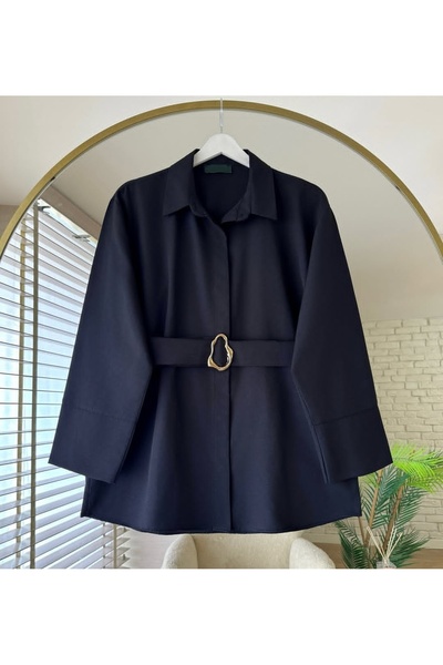 MODA VEDAT Women's Waist Belted Shirt with Buckle Detail -0350