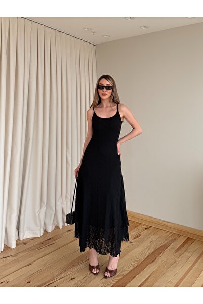 Laluvia Black Lined Lace Dress - 5091