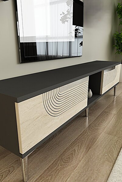 YUMEDİ DESİGN TSA1508ATS - DÜNYA TV STAND , TV SEHPASI 150cm ANTRASİT-TRAVERT...