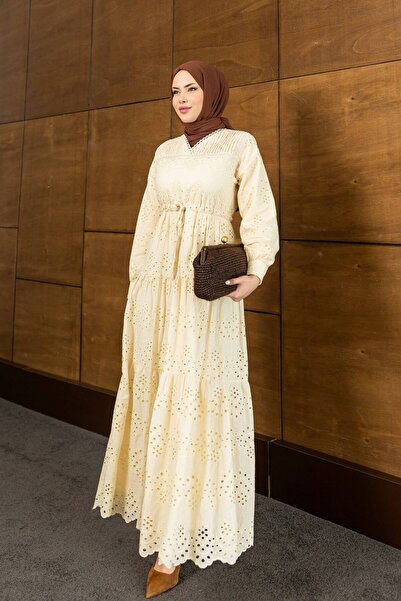 PİNK FLY Brode Lace Long Women's Dress
