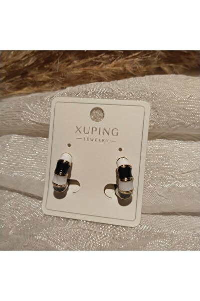 XUPING JEWELRY مجوهرات Xuping أقراط دائرية صغيرة باللونين الأسود والأبيض