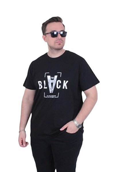 Starbattal Tricou cu gâtul în formă de O pentru bărbați, mărime mare, negru 2...