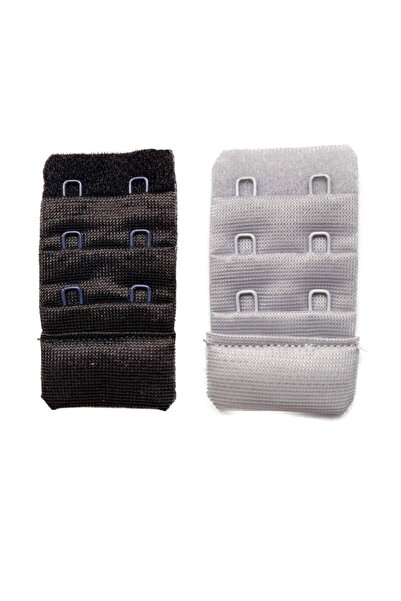 Royaleks 2 Pieces Agraf Bra Extension Clasp 3 Rows / 2 Hooks Black Gray