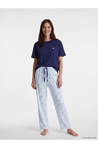 LC Waikiki Peak New Season Crew Neck Printed Women's Pajama Set