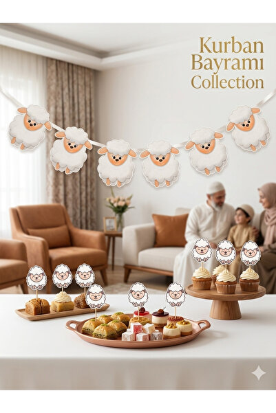 Alaa Butik Online Kurban Bayramı Koyun Figürlü Dekoratif Süs İpi 2 Metre + 8’...