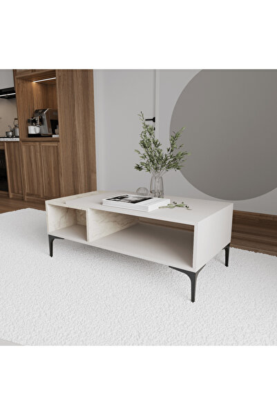 ALONEX HOME TARZ DOLUNAY-TRAVERTEN ORTA SEHPA, MODERN SEHPA, 2 BÖLMELİ