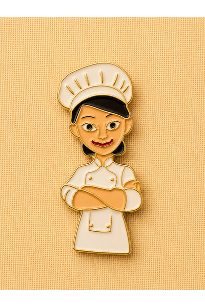 DREAMIOGIFTANDBOX Aşçı Şef Gastronomi Broş Rozet Chef Figürlü İğneli Yaka Çan...