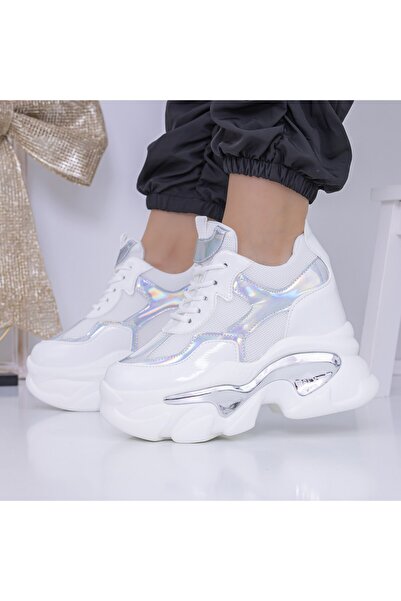 mei Pantofi Sport Dama cu Platforma 3WL132 Alb