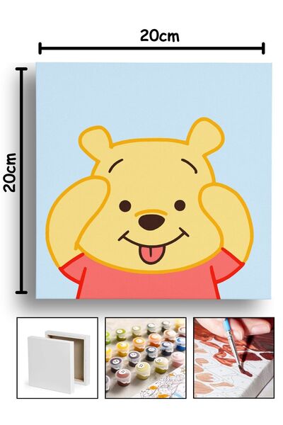 Corvo Sayılarla Boyama 20x20 Cm Tuval Seti Fırça Boya Dahil Çıtaya Gerili - POOH