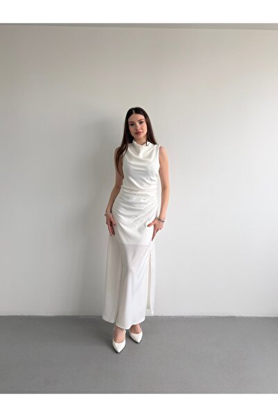 bbeox.com Bel Drapeli Maxi Elbise