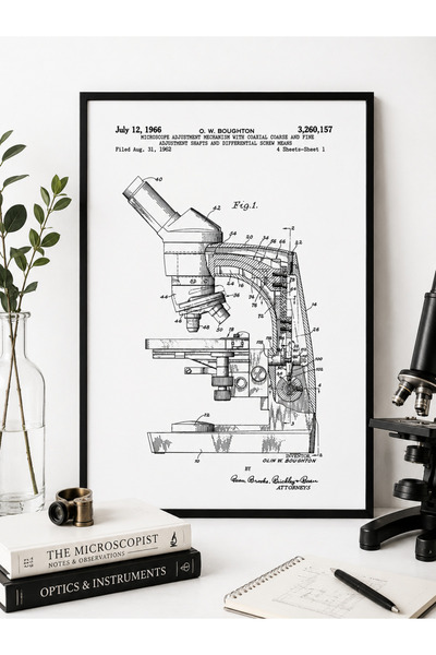 Pegziz Mikroskop Patentni crtež Grafikon Laboratorijska zidna dekoracija Slika
