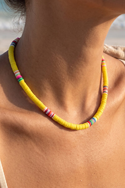 MiMi Sarı Renkli Fimo Kolye – Yazlık Minimal Choker Kolye