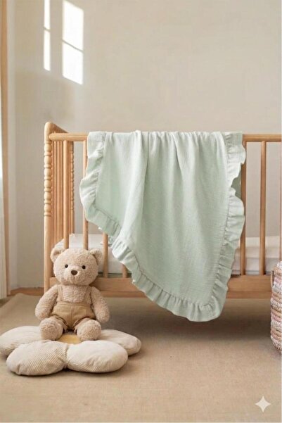 Çeyiz Diyarı Muslin Pleated Baby Blanket 90X100 cm Mint