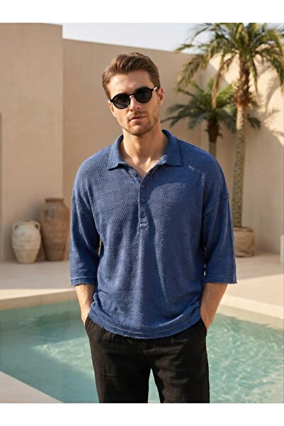 Mİ TİA ATELİER Fakir Half Sleeve T-Shirt with Collar Ag-Y19198Mta