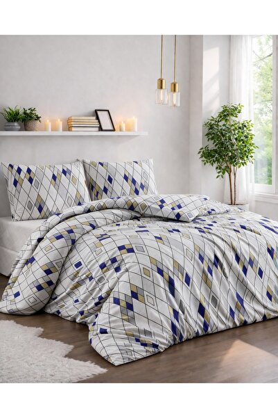 Bella Home Crystal Double Ranforce Duvet Cover Set - 4 Pieces - 100% Cotton -...