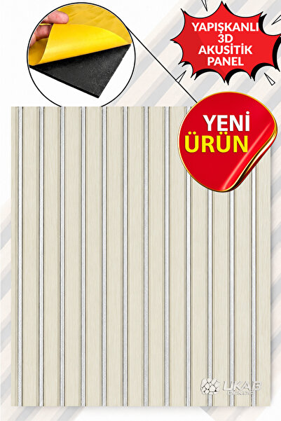 UKAB DEKOR 70x70cm Lambri Ahşap Görünümlü Duvar Çıtası Desenli Yapışkanlı Aku...