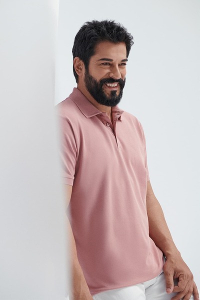 ALTINYILDIZ CLASSICS Non-Curling Pique Polo Collar Men's Dusty Rose T-Shirt