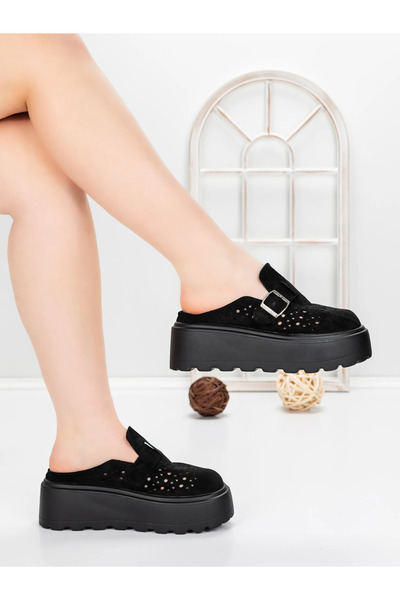 mei Women's Platform Slipper 5WL113 Black
