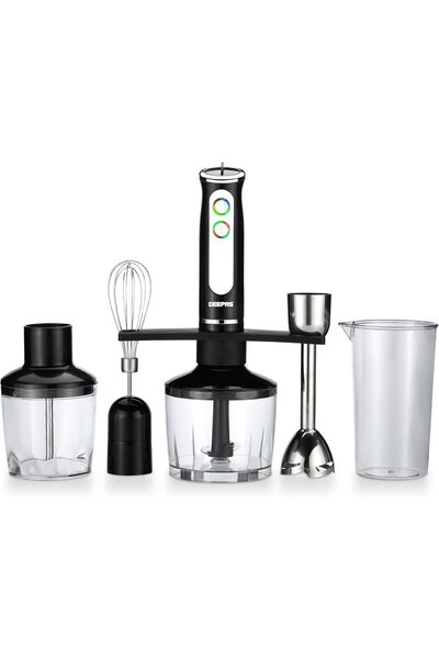 Geepas 5-In-1 Hand Blender | Chopper / Food Processor | Electric Whisk | 8 Va...