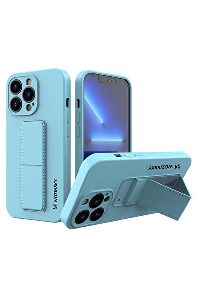 WOZINSKY Husă din silicon cu suport pentru iPhone 13 mini, albastru deschis