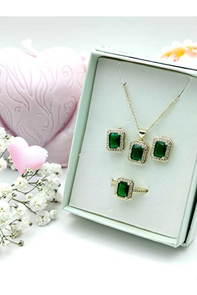 NN Set "Green Diamond" placat cu aur 14k
