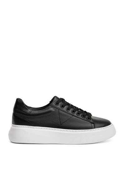 Tergan Siyah Hakiki Deri Erkek Sneaker - E4MEAY057784-A23
