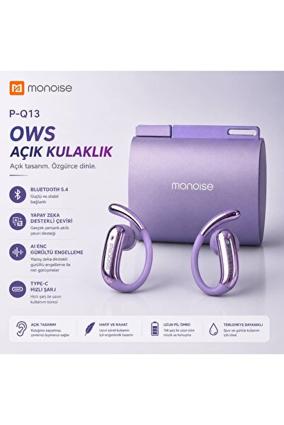 Monoise Açık Kulak Bluetooth Kulaklık AI ENC Gürültü Engelleme Bluetooth 5.4 ...