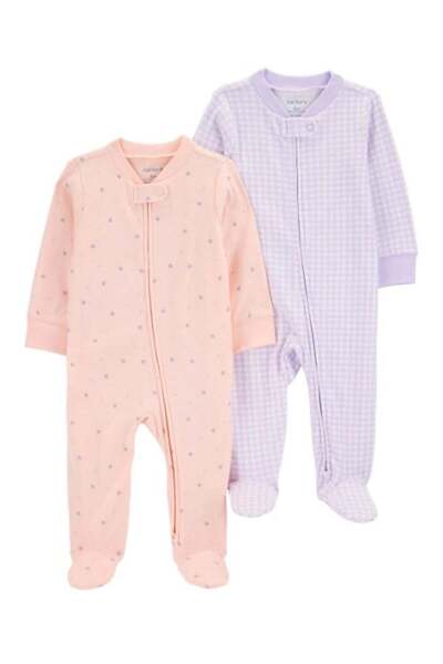 Carter's Carter Baby Girl Mixed Pattern Zippered Booties Jumpsuit 3-9 Months ...