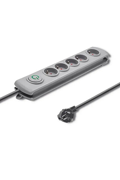 Qoltec Bară anti-supratensiune 1.8M 5 prize GRI/Modern