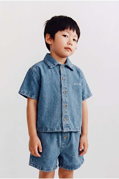 connemara Set cămașă și pantaloni scurți din denim pentru băieți, albastru de...