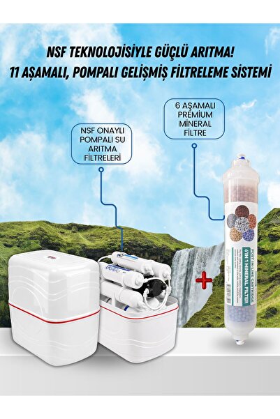 Aqua NSF Teknolojili 11 Aşamalı Pompalı Profesyonel Su Arıtma Cihazı