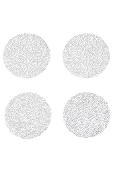 Zumzeria Set of PVC Coasters with Perforated Leaf Design and Silver Foil Ø10c...