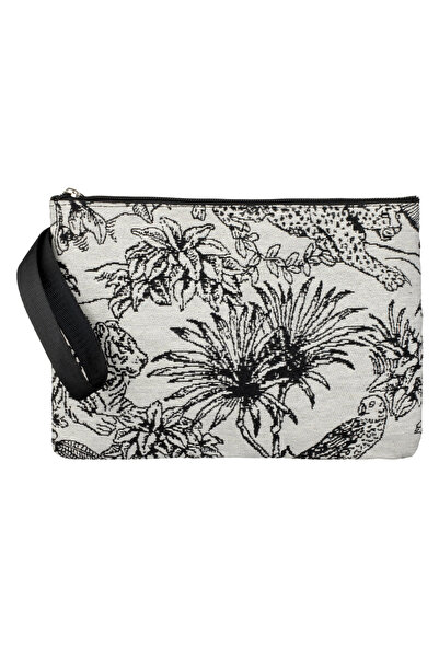 Zumzeria Waterproof Textil Pouch Ecru Black Jungle Model with Handle 26x19cm