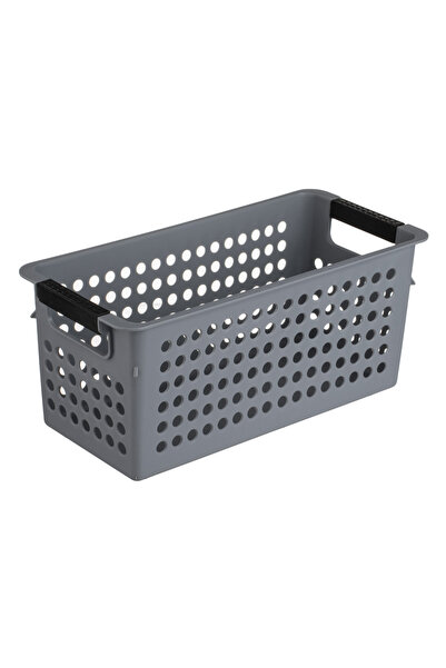 Zumzeria Coș de depozitare din plastic perforat gri cu mânere 4L
