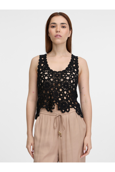 ORSAY Top negru croșetat de damă