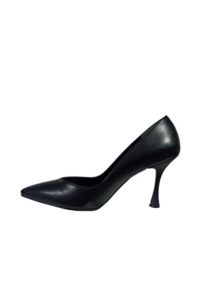 Bereket Kundura 7915 model black leather modern stiletto heel red sole shoe