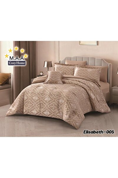 M.A.A Cozyhome Nefirin Jacquard Embroidered Bridal Padded Bedspread-7 Pieces-...