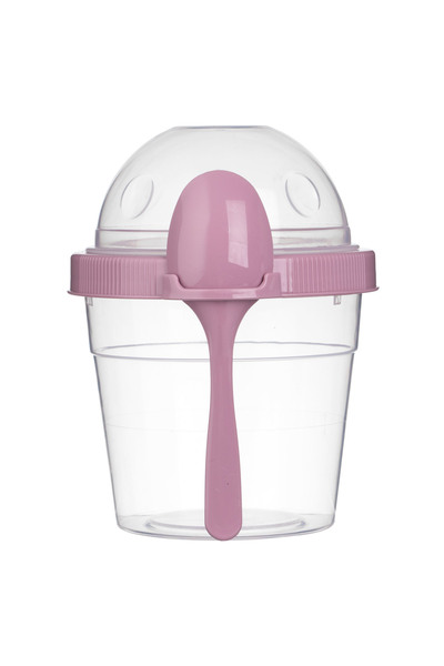 Zumzeria Plastic Take Away Snack Container with Pink Spoon 500ml