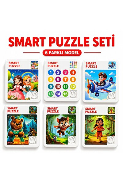 ydn 6'lı Set Smart Kaydırmalı Puzzle 15 Parçalı 10,5x9 cm