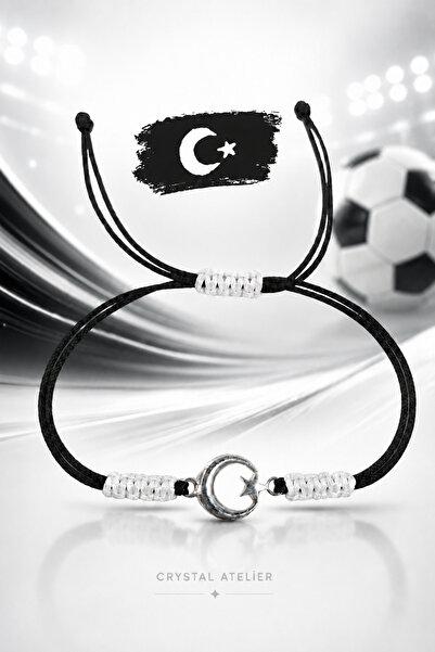 Crystal Atelier Black and White Moon Star Fan Bracelet Adjustable Macrame Unisex
