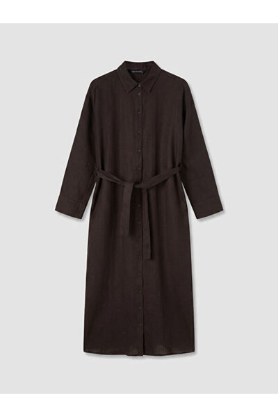 LC Waikiki Rmz Gi̇yi̇m Farkiyla Belted Linen Shirt Dress