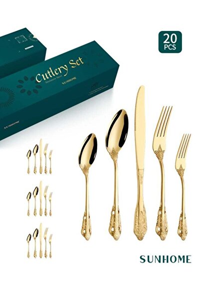Sunhome 20-Piece Stainless Steel Cutlery Set Kitchen Utensil Western Tablewar...
