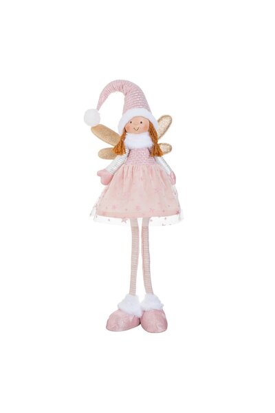Zumzeria Figurină înger cu rochie roz de Crăciun 81cm